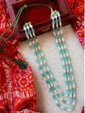 Joban Fashion Women C Green Glass Beads Single Colour Trendy Three Layered Mala