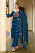 Women's Morpich 14KG Rayon straight kurta with foil print and embroidery details