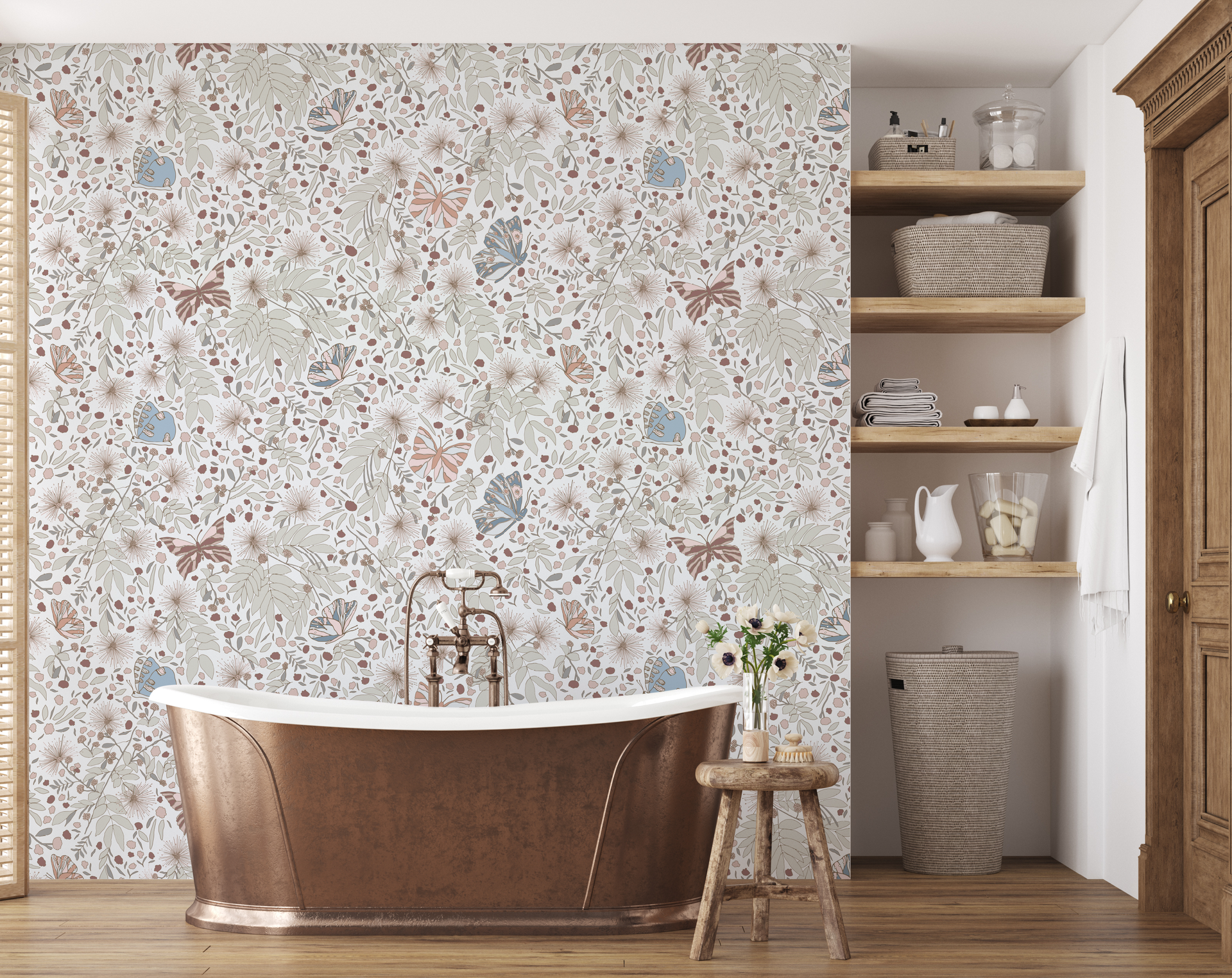 Julie Bohemian Floral Removable Wallpaper in Pastels
