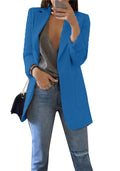 BOFETA Womens Roll Up Sleeve Blazers Lapel Long Sleeve Business Blazer Jackets Dark Blue 2XL