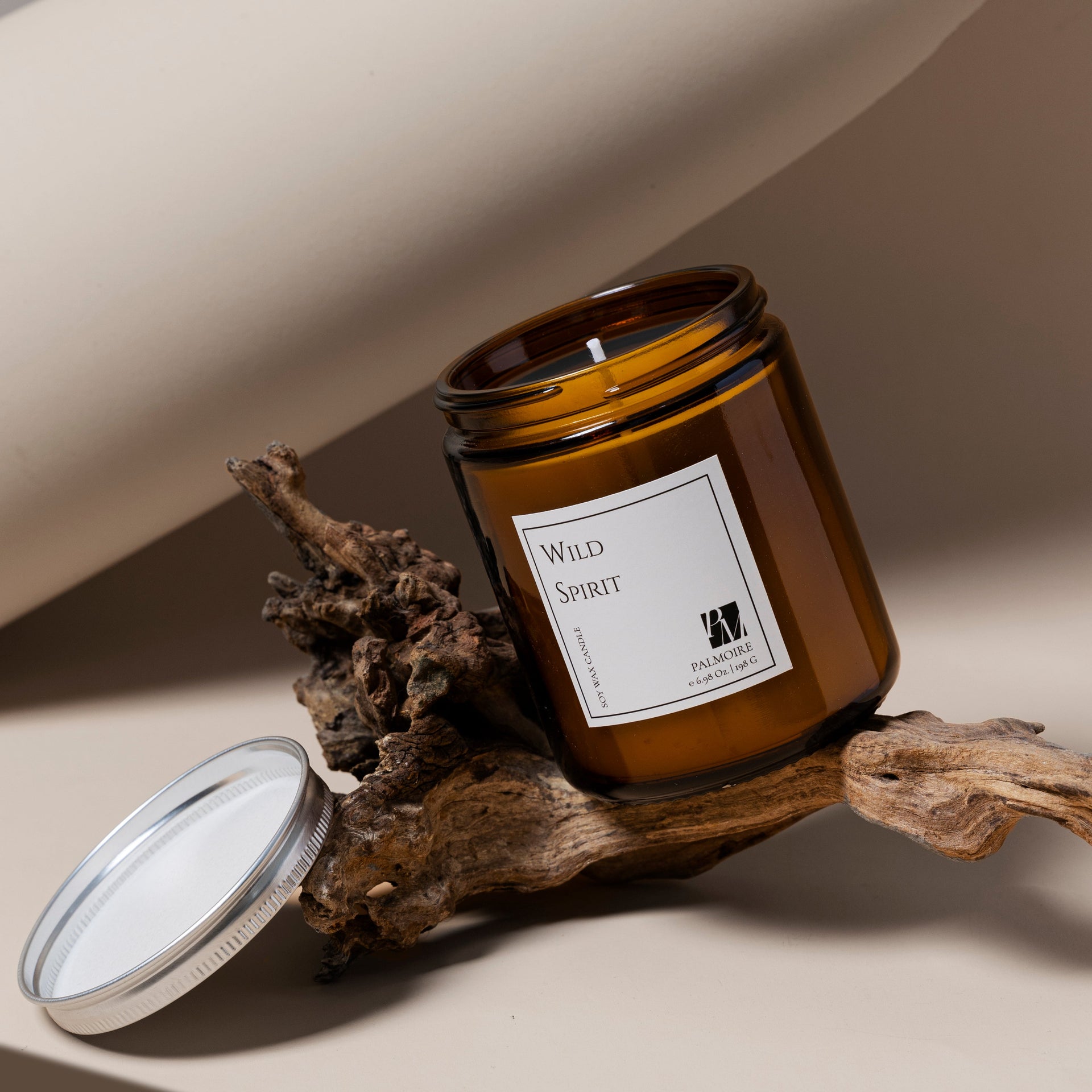 Wild Spirit Amber Jar Soy Wax Candle with Earthy Patchouli Scent - Image 3