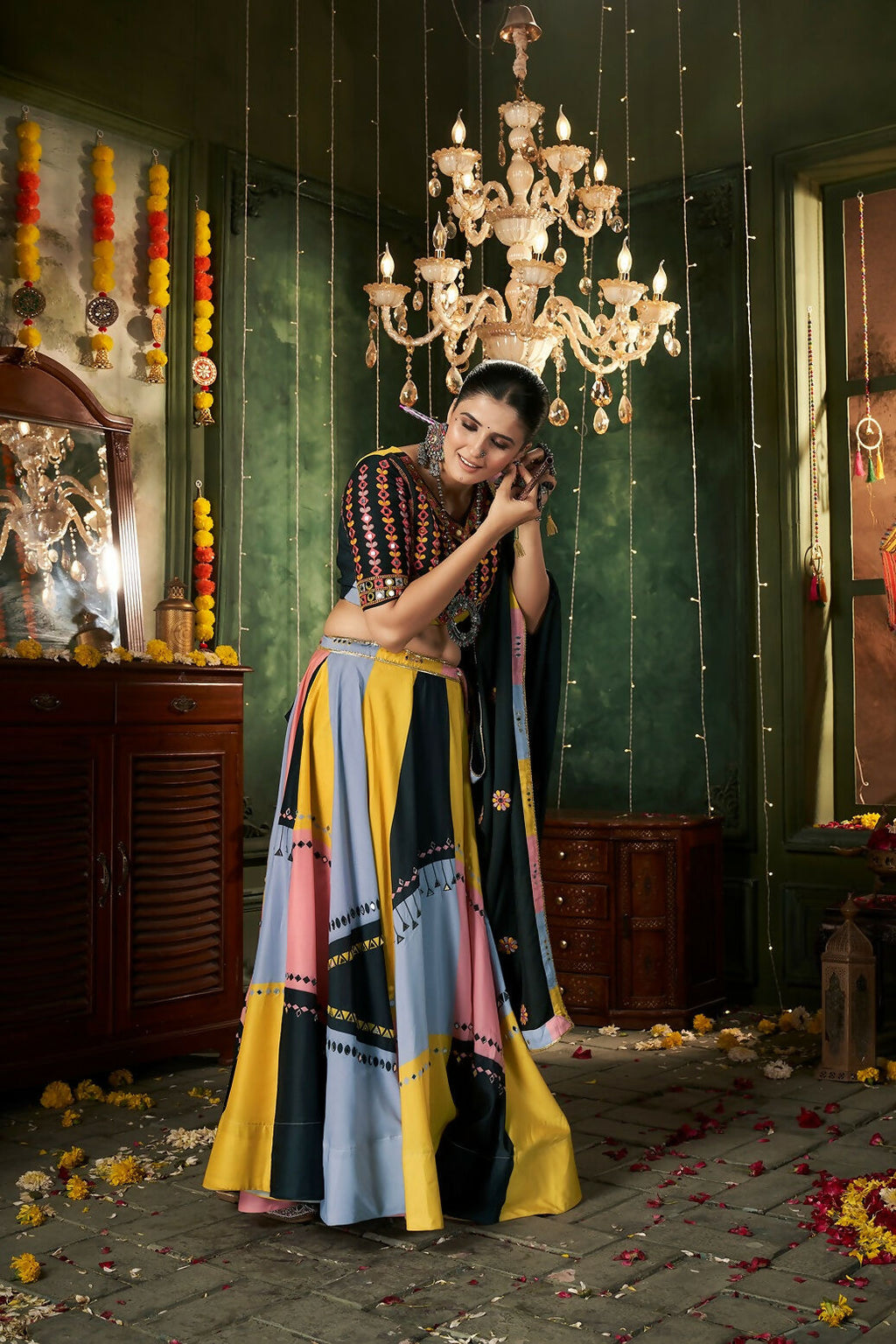 Multi Color Maslin Cotton Designer Navratri Lehenga Choli