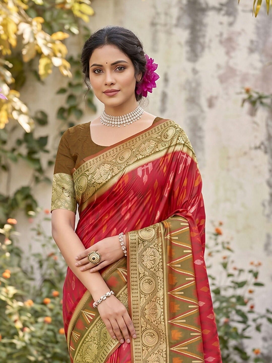 Red Soft Silk Saree with Matching Blouse Piece