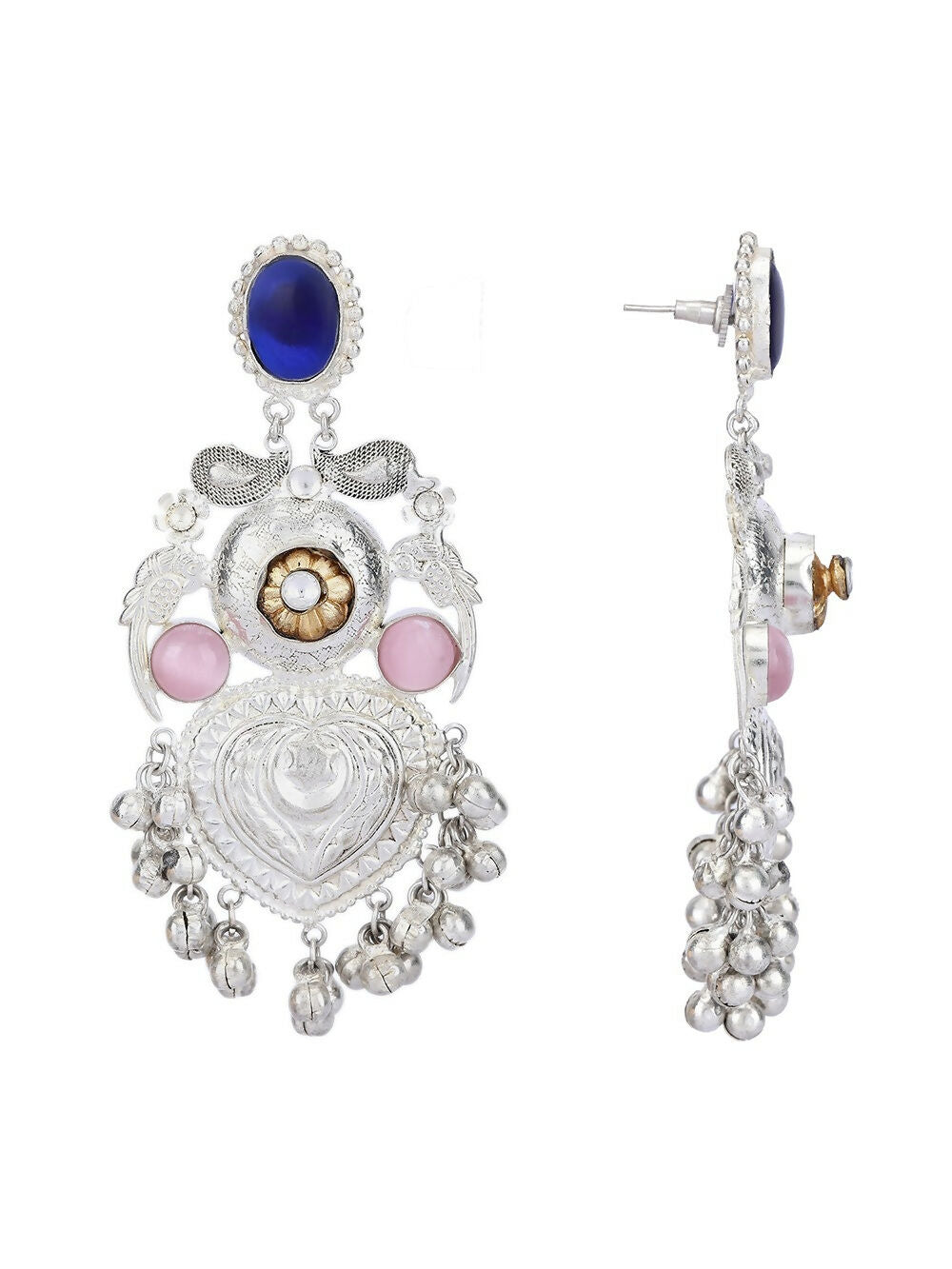 Handcrafted Silver Tone Ghungroo Style Dangle Earrings