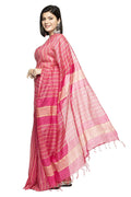 Vibrant magenta Bhagalpuri saree with matching blouse piece fabric