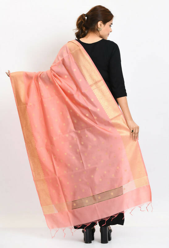 Baby Pink Banarsi Silk Woven Dupatta for Traditional Occasions