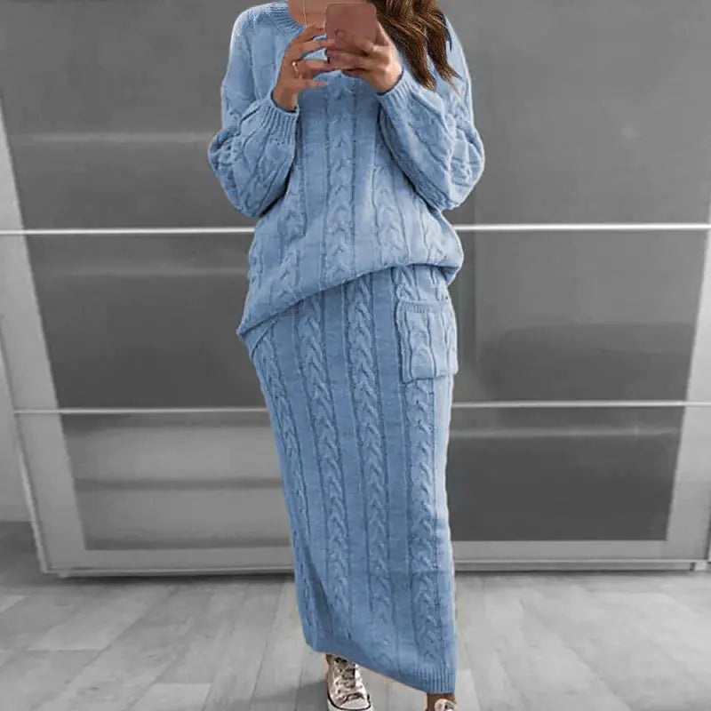 Autumn Winter Women's Fashion Sweater Dress Set