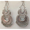 Fancy silver oxidized earrings with tassel drop detail
