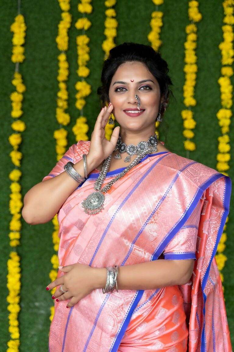 Baby Pink Soft Handloom Silk Zari Woven Saree with Matching Blouse