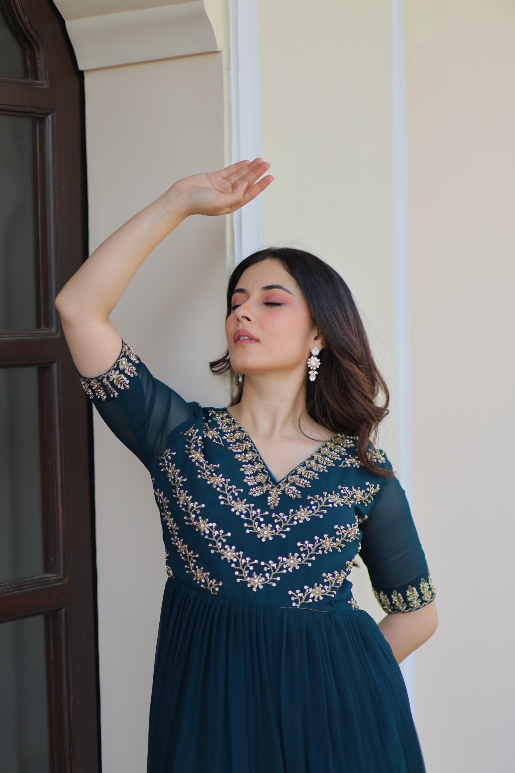Rama Georgette Embroidered Gown with Multithreaded Beadwork