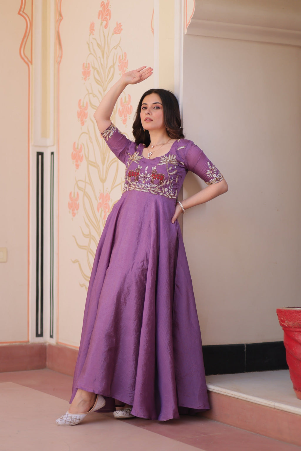Lavender Gold Crush Gown with Beaded Embroidery