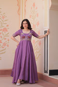 Lavender Gold Crush Gown with Beaded Embroidery
