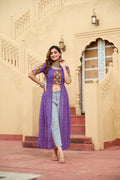 Prazu Fashion Violet Georgette Bandhani Print With Kutchi Patch work Navaratri Kurti