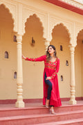 Pink rayon kurti featuring traditional Kutchi Gamthi embroidery with full sleeves