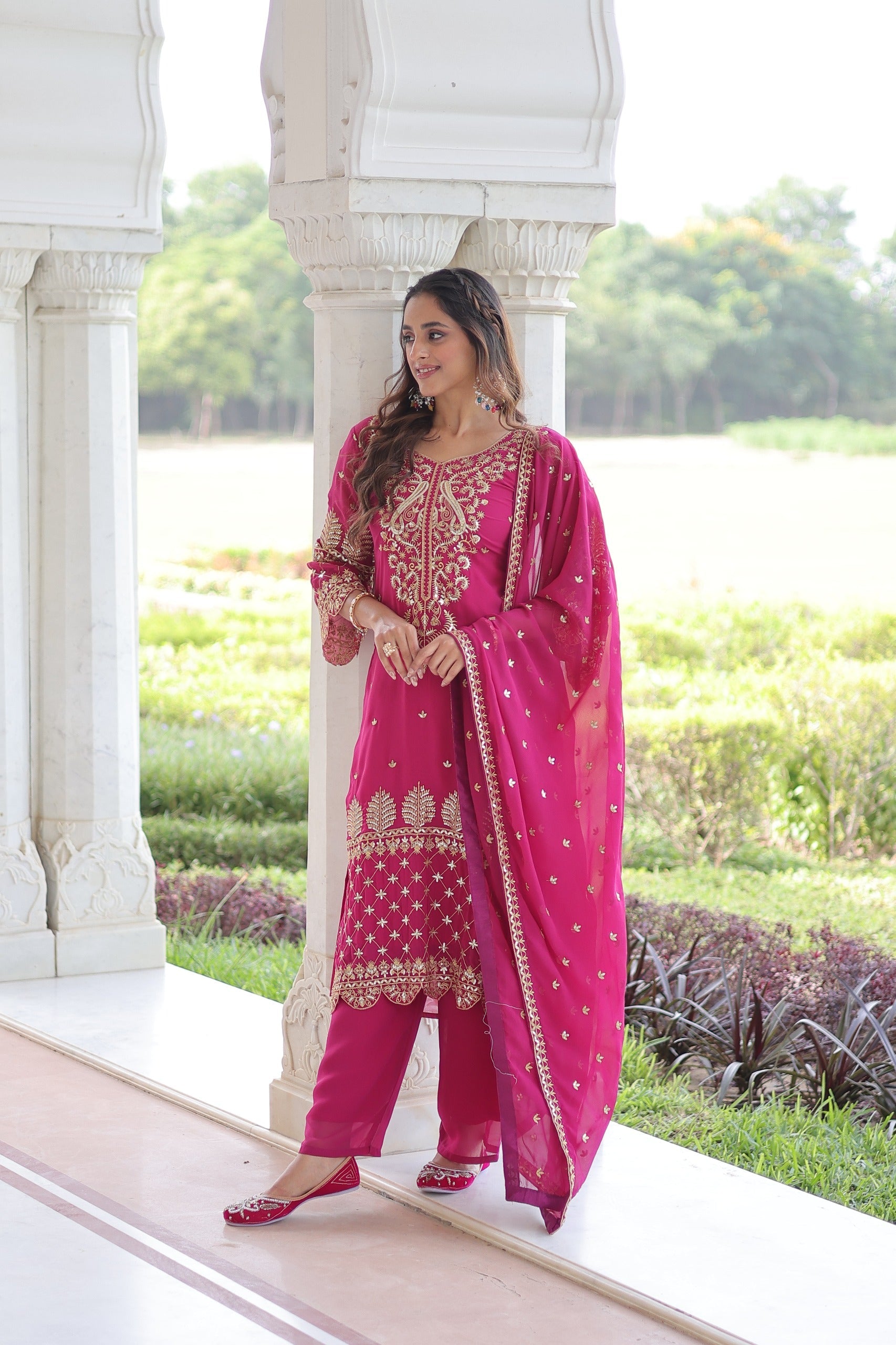 Prazu Fashion Pink Georgette Embroidered Designer Salwar Suit