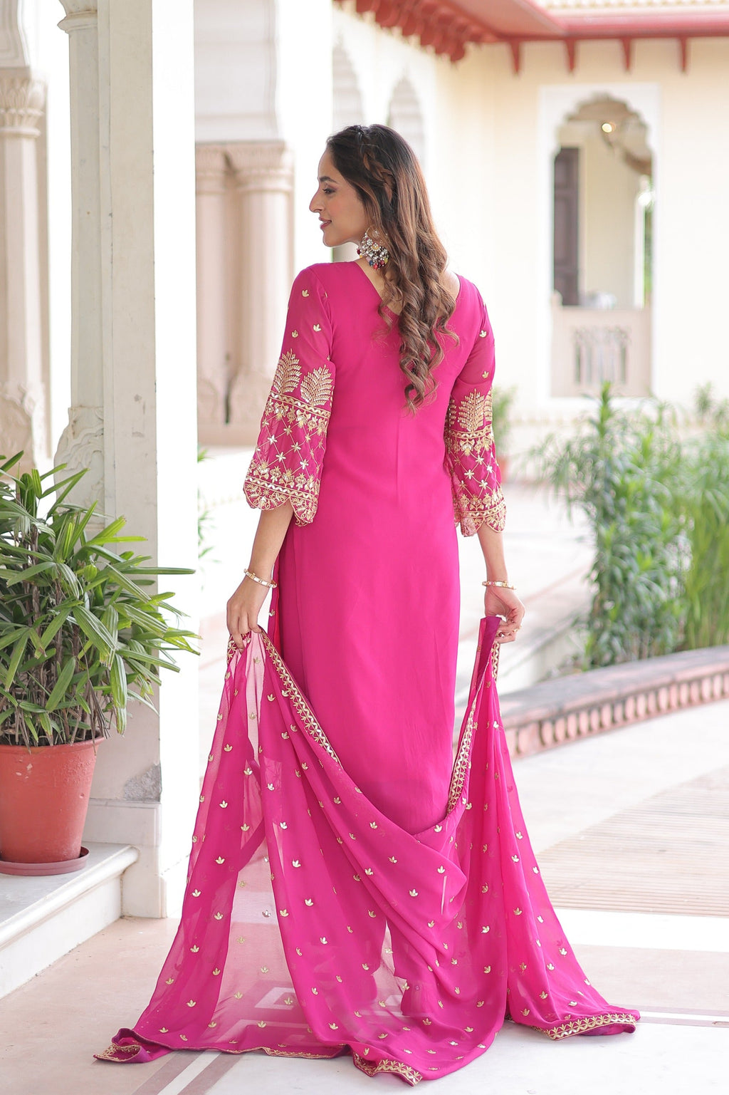 Prazu Fashion Pink Georgette Embroidered Designer Salwar Suit