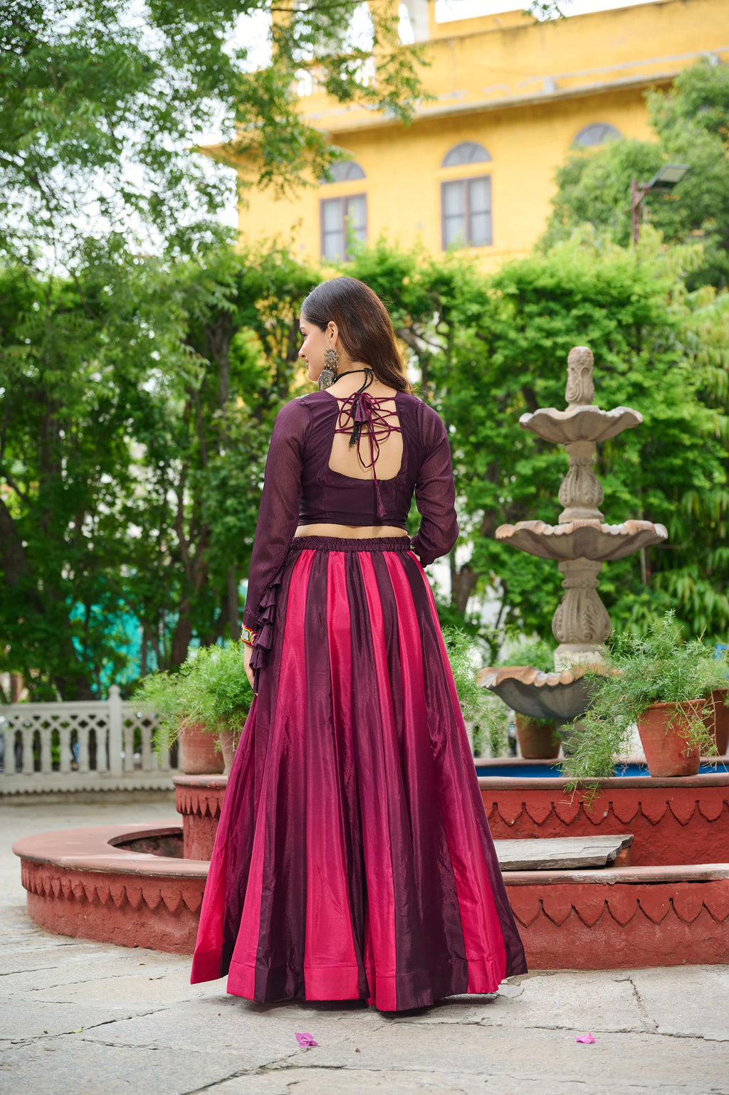 Multicolor Chinnon Navratri Lehenga with Kutchi Gamthi Embroidery