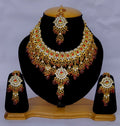 Bridal gold-plated Kundan necklace set with intricate stone design