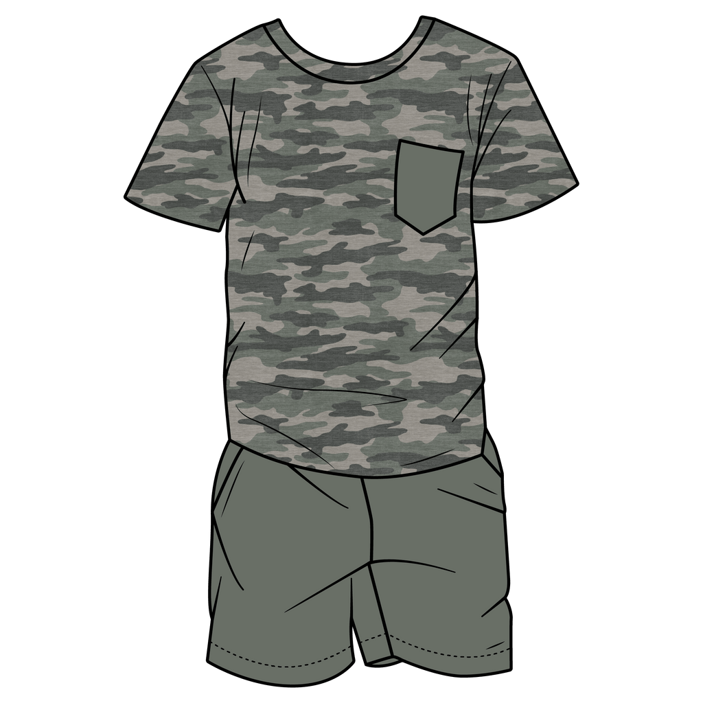 Kace Camo Bamboo Youth T-Shirt & Shorts Set