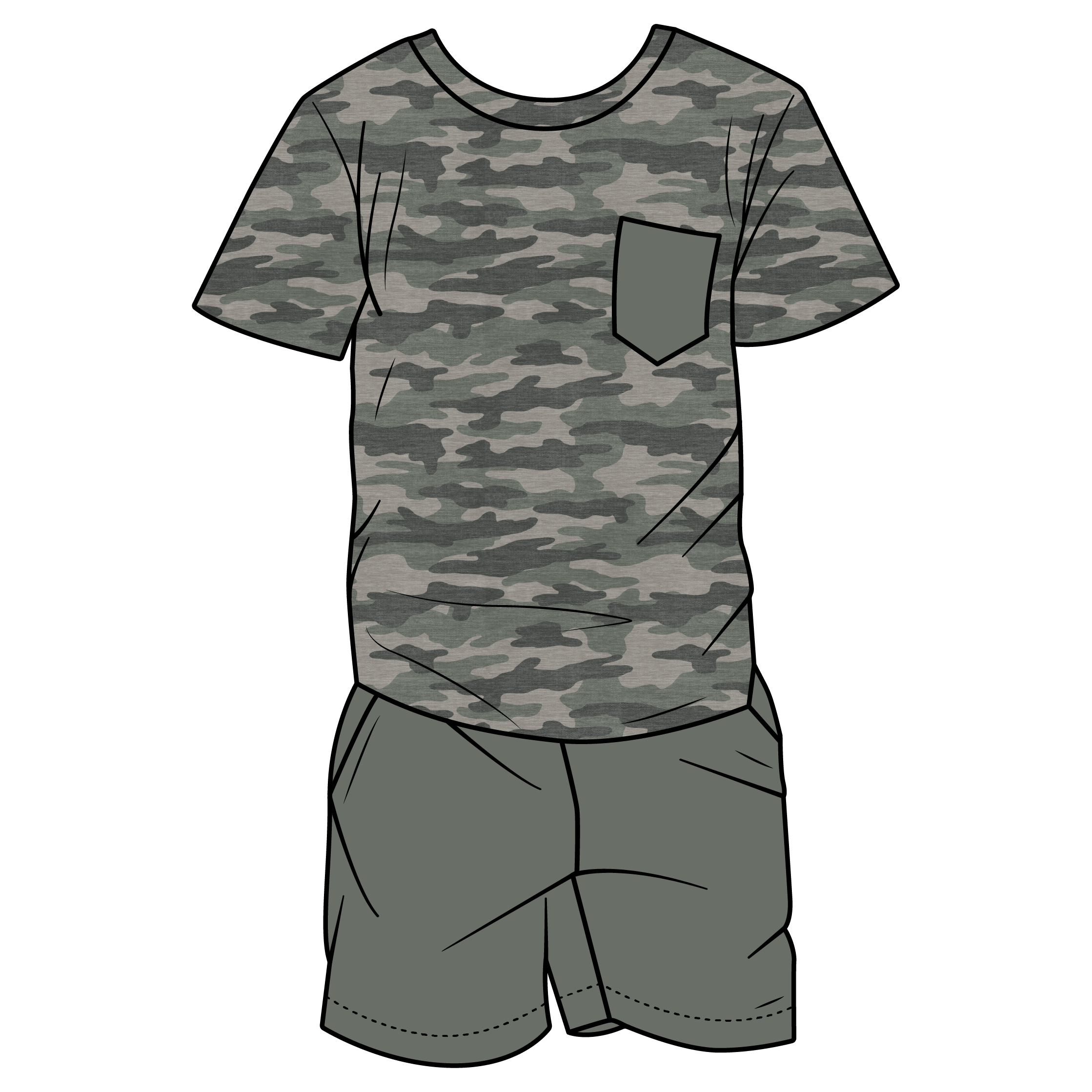Kace Camo Bamboo Youth T-Shirt & Shorts Set