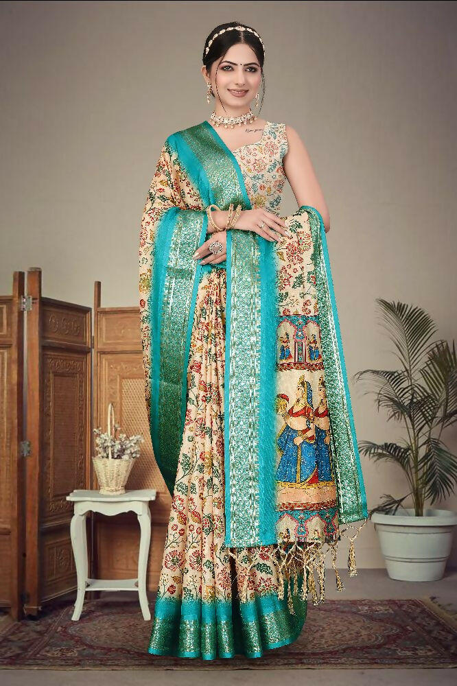 Multi Heavy Rich Cotton Silk Digital Print & Jacquard Saree