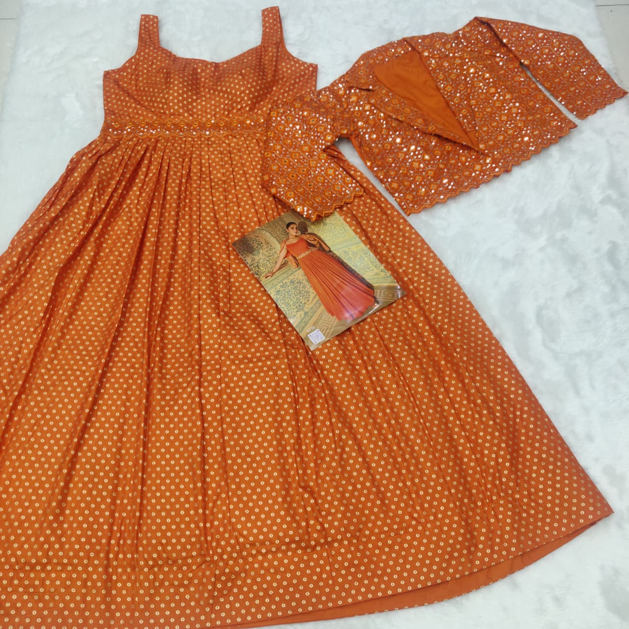 Elegant Orange Silk Wedding Gown - Traditional Formal Floor Length