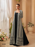 Aarshi Fashions elegant black A-line long top with a matching silk shrug, front view.