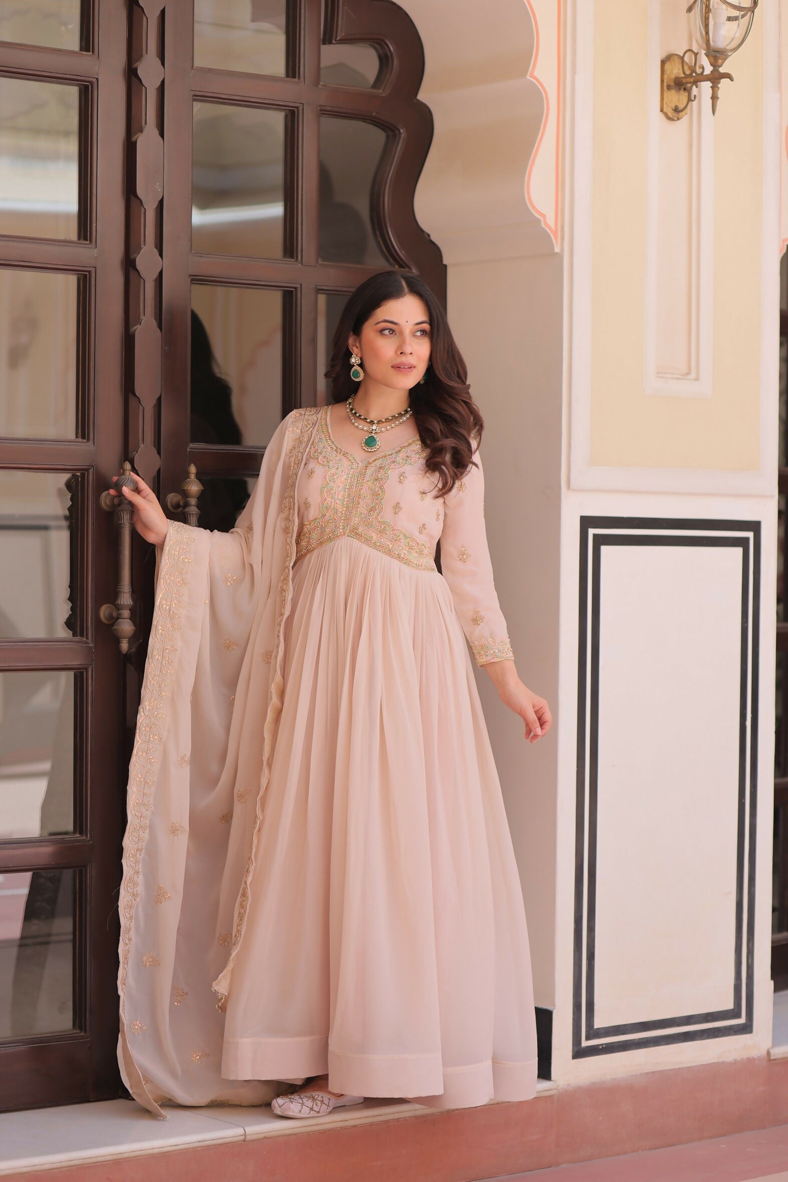 Joban Fashion Chiku Georgette Sequence Embroidery Work Kurta Set
