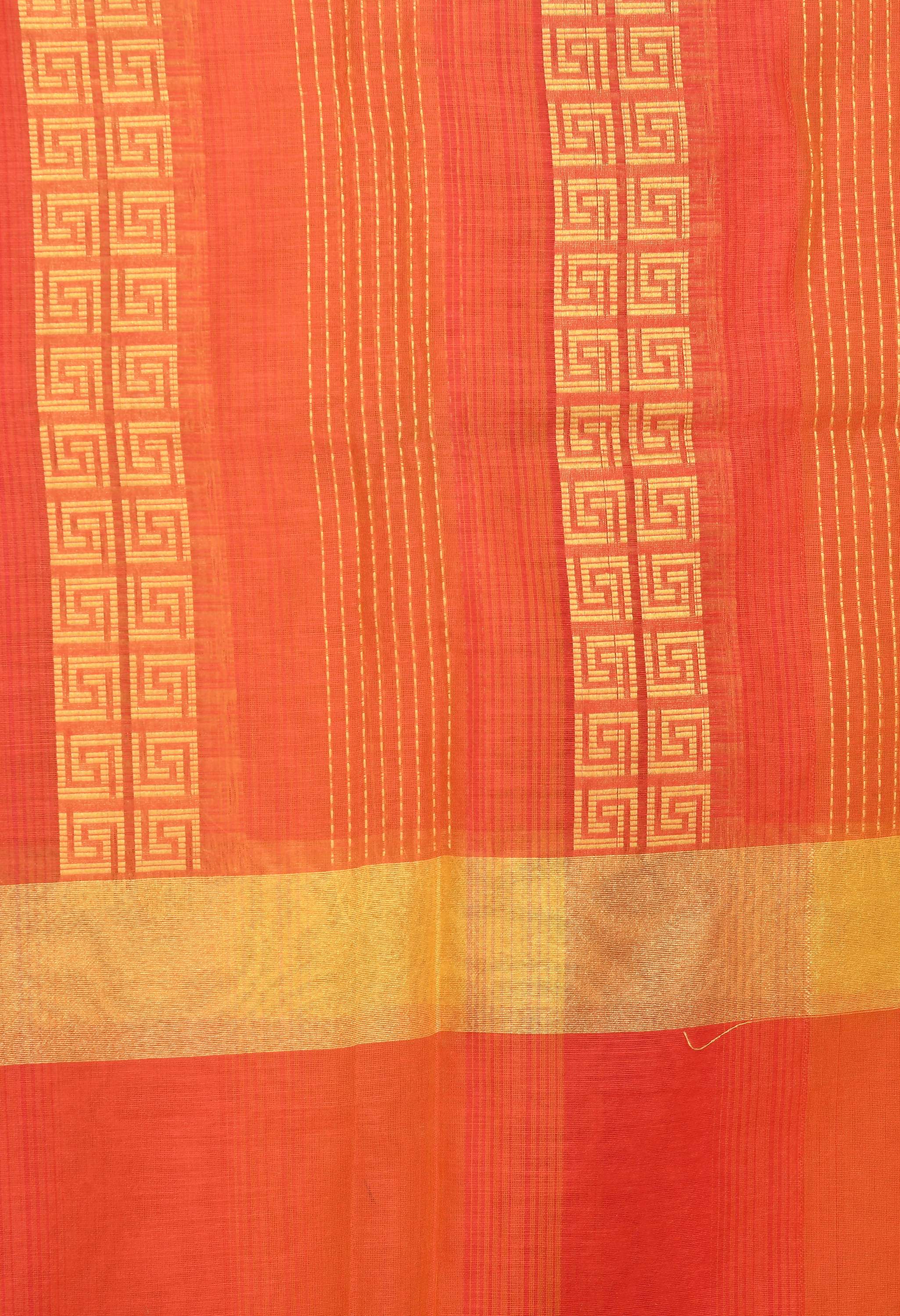 Orange Tone Handloom Cotton Dupatta - Traditional Ethnic Stole