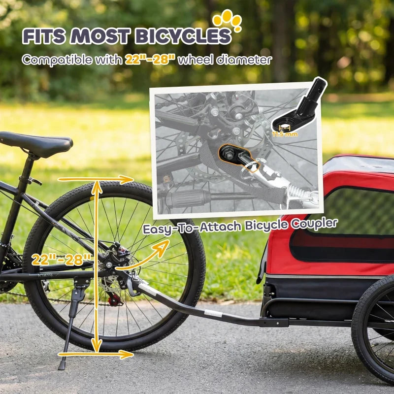Dog Bike Trailer for Small & Medium Dogs, Universal Bicycle Coupler, Flip-Down Ramp Tailgate