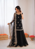 Black Georgette Thread & Sequence Work Designer Palazzo Suit