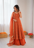Rust Orange Georgette Palazzo suit with sequence detailing