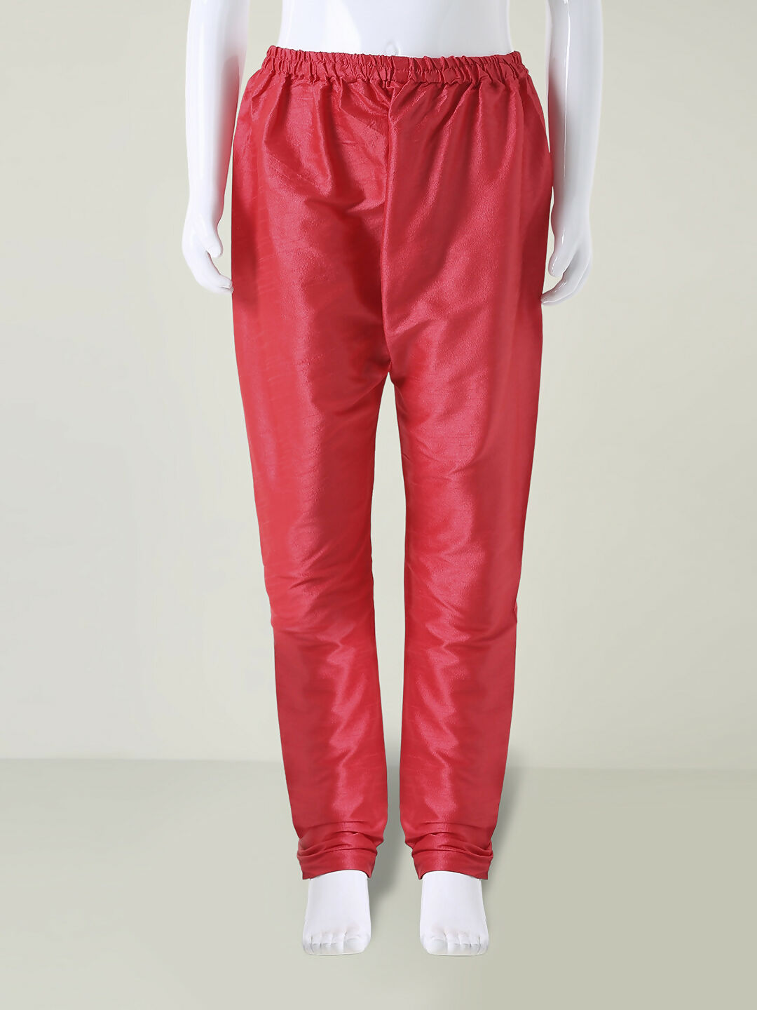 Kids Tomato Red Nehru Jacket Kurta Pajama Set with Sequin Work