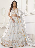 White butterfly net designer lehenga with intricate thread embroidery