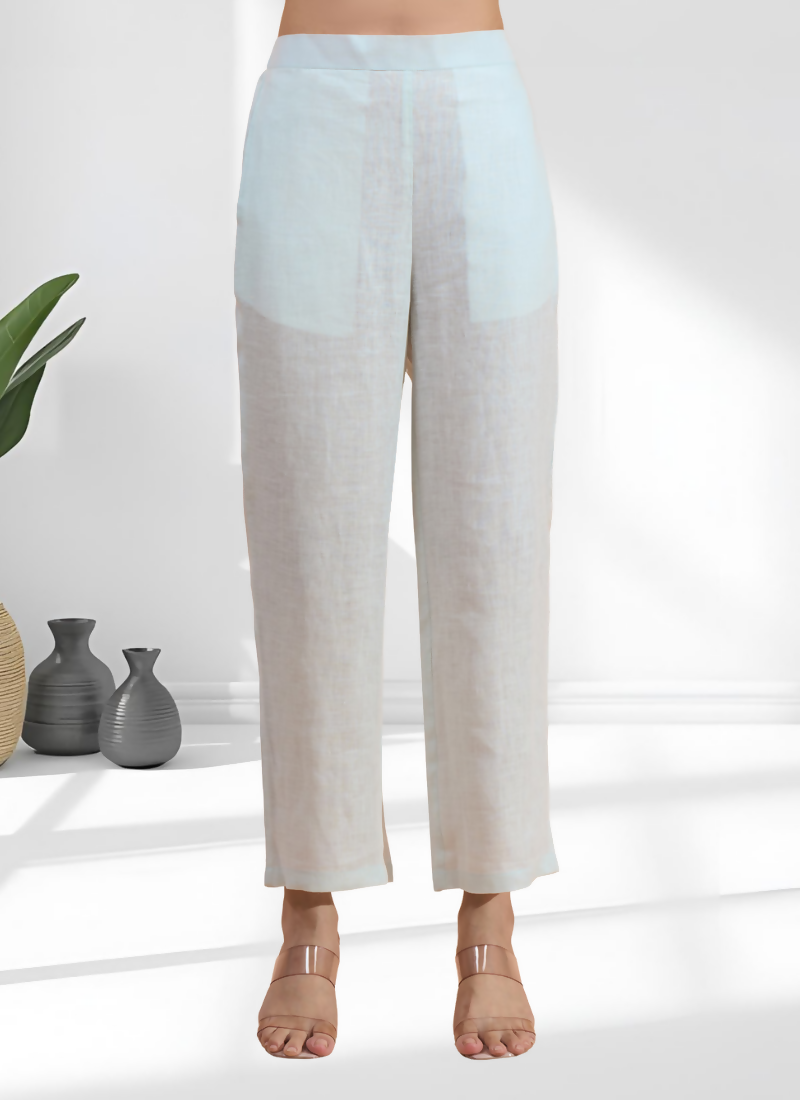 Sky Blue Embroidered Linen Cord Set – Festive & Casual Co-ord
