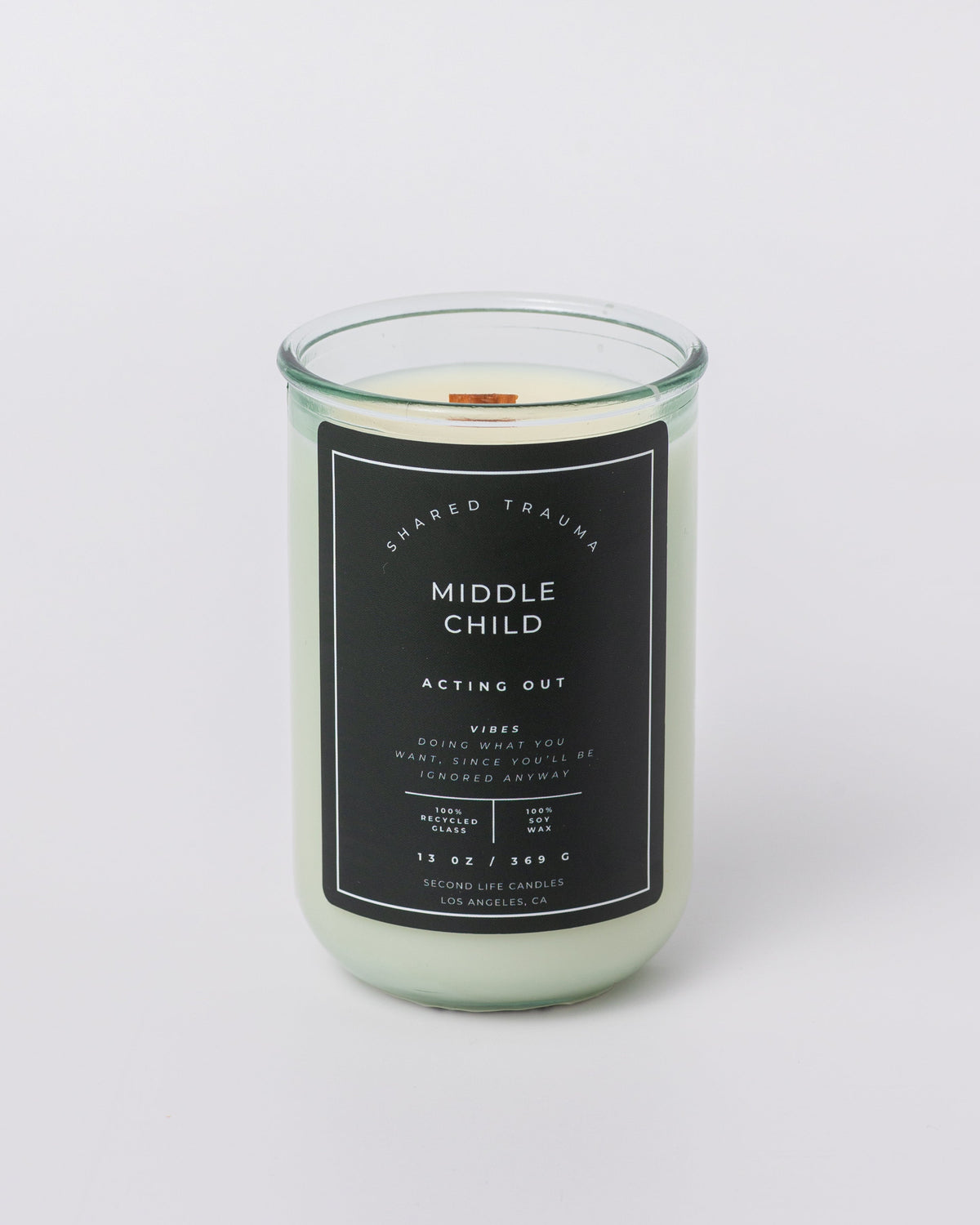 Shared Trauma Candles - Middle Child - 13 Oz Crackling Wood Wick - Ginger & Saffron