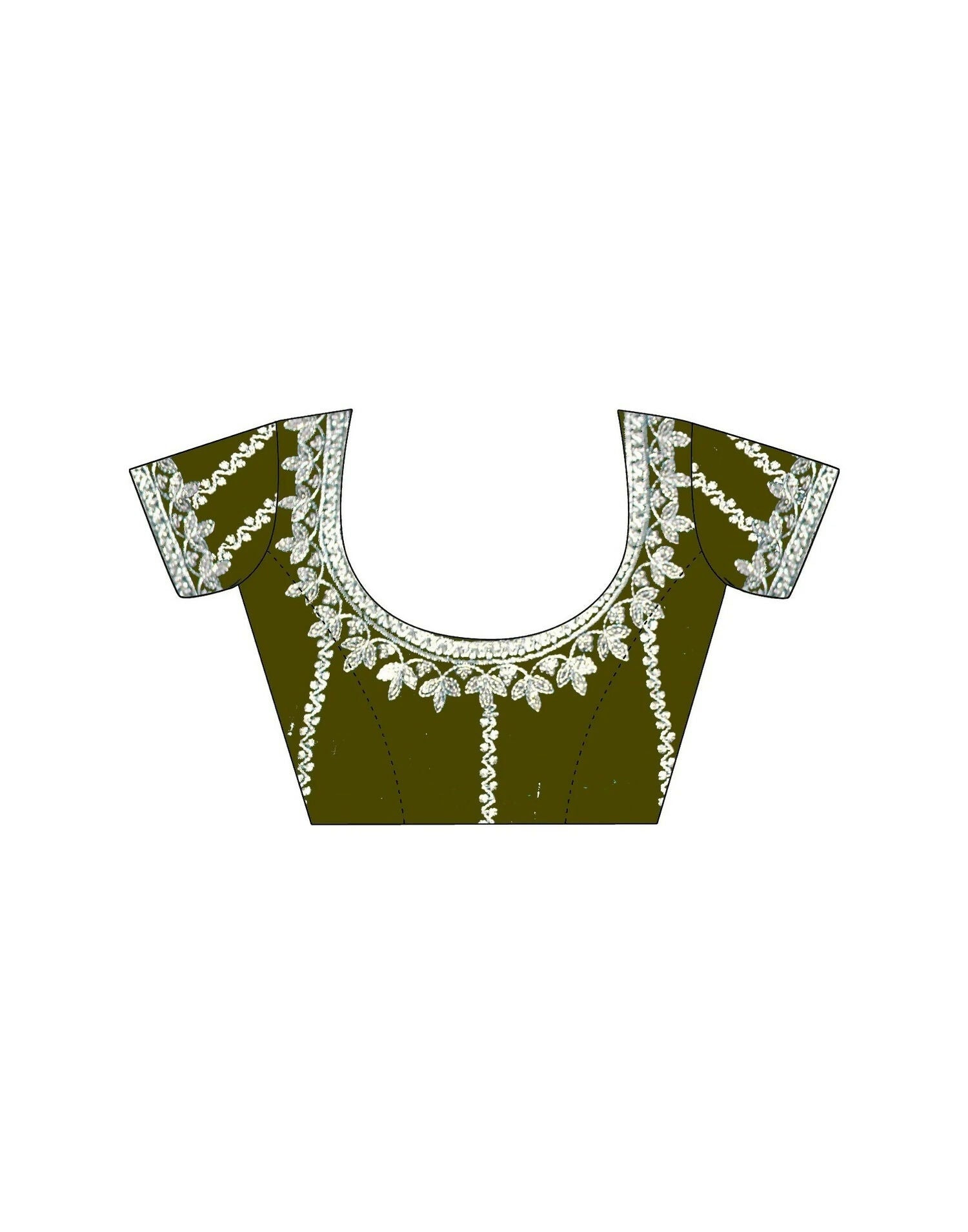 Olive Green Tissue Silk Saree with Sequence Embroidery
