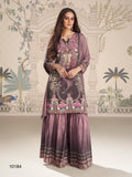 Aarshi Fashions lilac heavy crepe straight kurta with digital print and matching palazzo pants