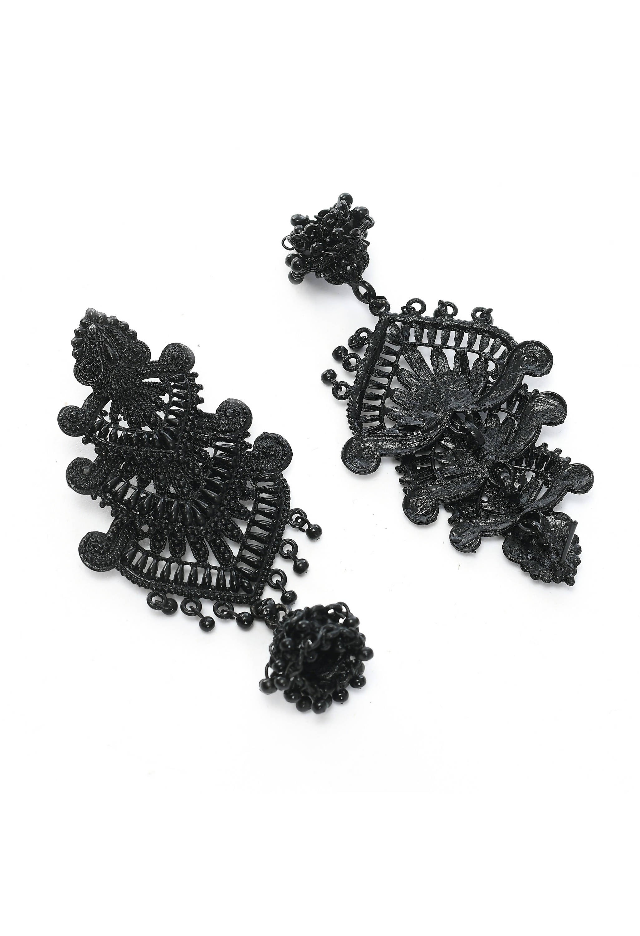Johar Kamal Black Statement Earrings for Elegant Party Wear