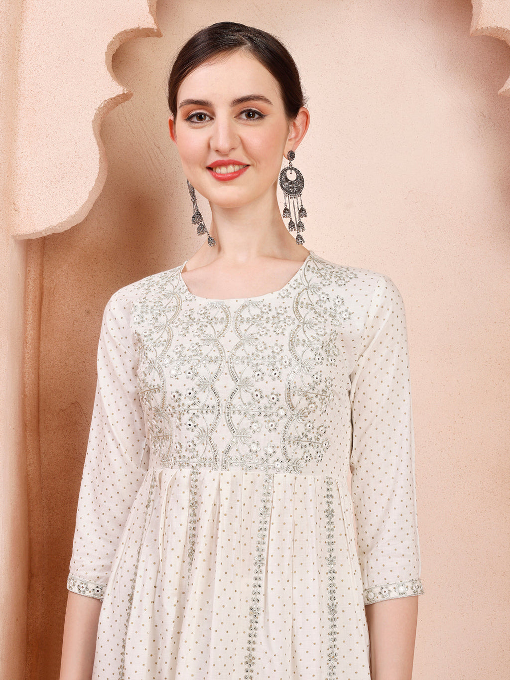 Multicolor Nayra Cut Embroidered Kurta with Pant and Dupatta Set