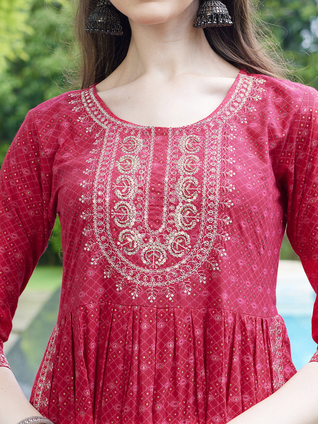 Embroidered Kurta with Pant and Dupatta Set in Multicolor