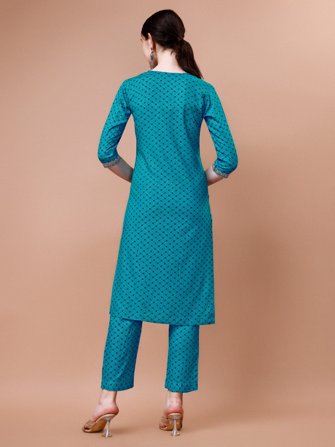 Multicolor Printed & Embroidered Kurta Pant Dupatta Set