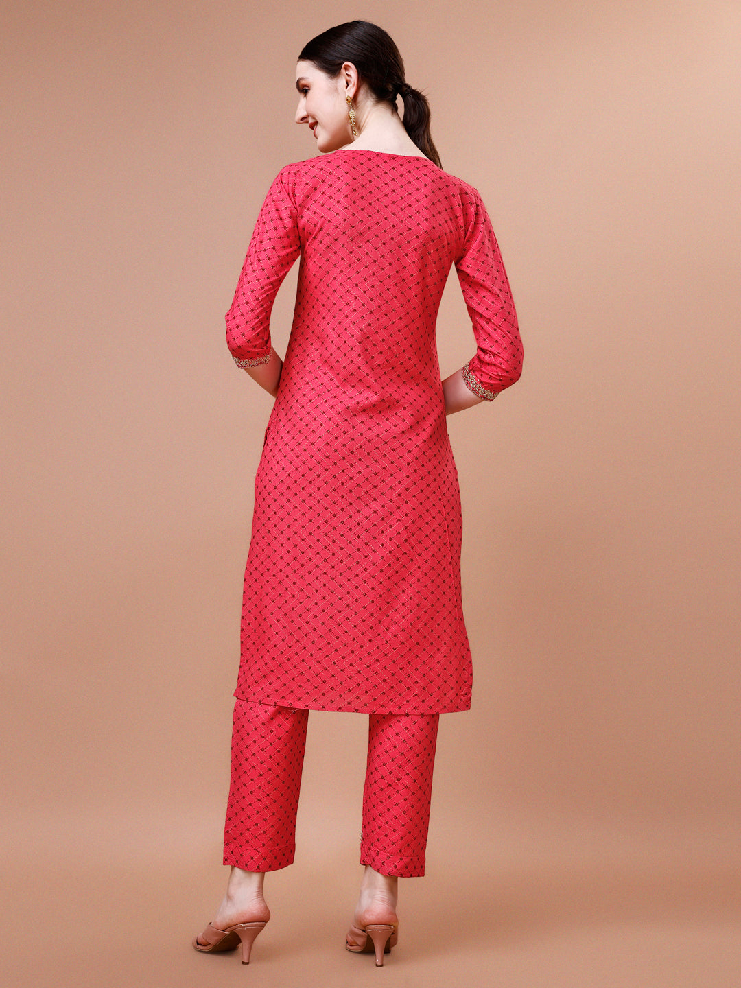 Printed & Embroidered Kurta With Pant and Dupatta Set, Multicolor