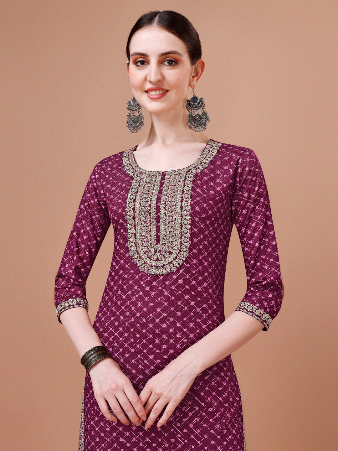 Printed and Embroidered Rayon Kurta Set with Pant and Dupatta