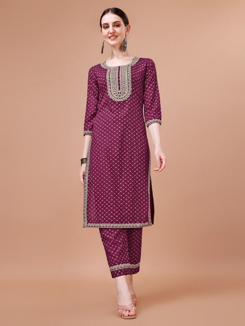 Printed and Embroidered Rayon Kurta Set with Pant and Dupatta