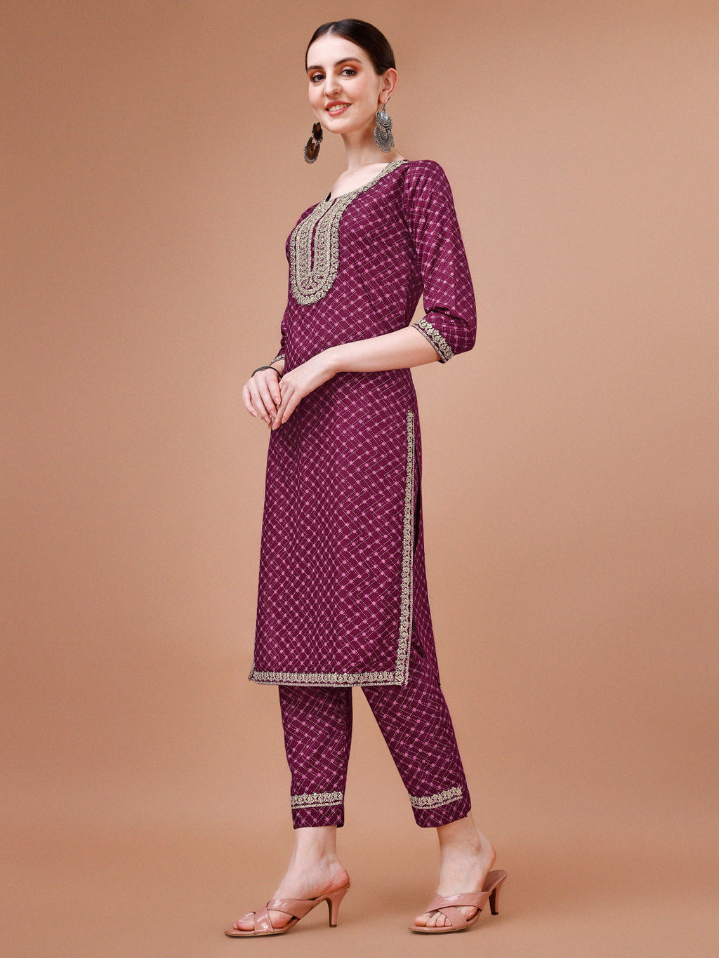 Printed and Embroidered Rayon Kurta Set with Pant and Dupatta