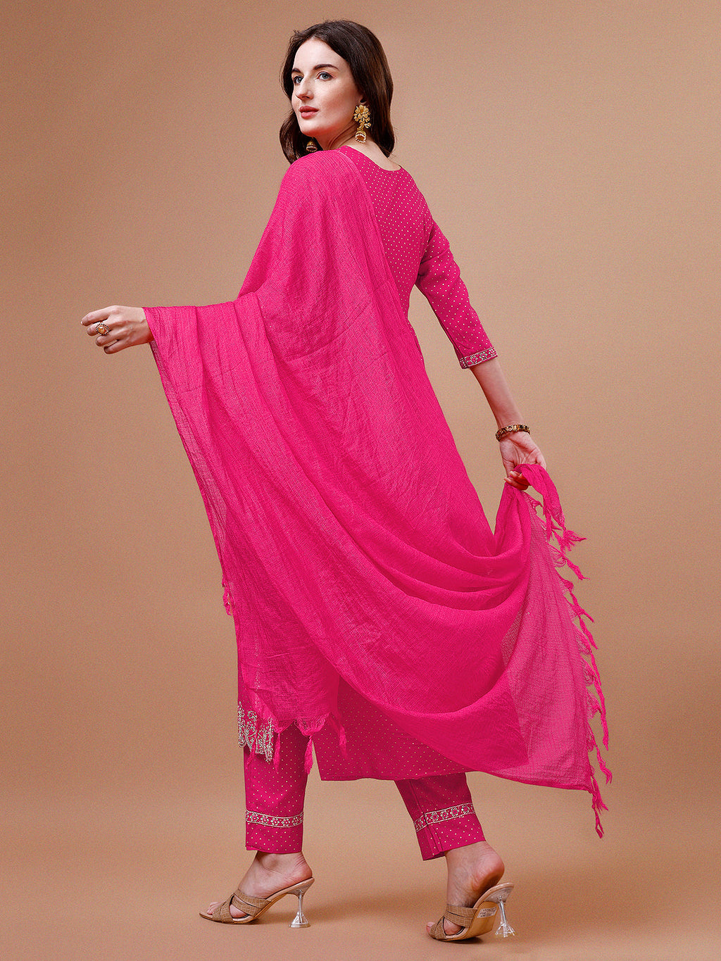 Nyra Cut Embroidered Rayon Kurta Set with Pant and Dupatta