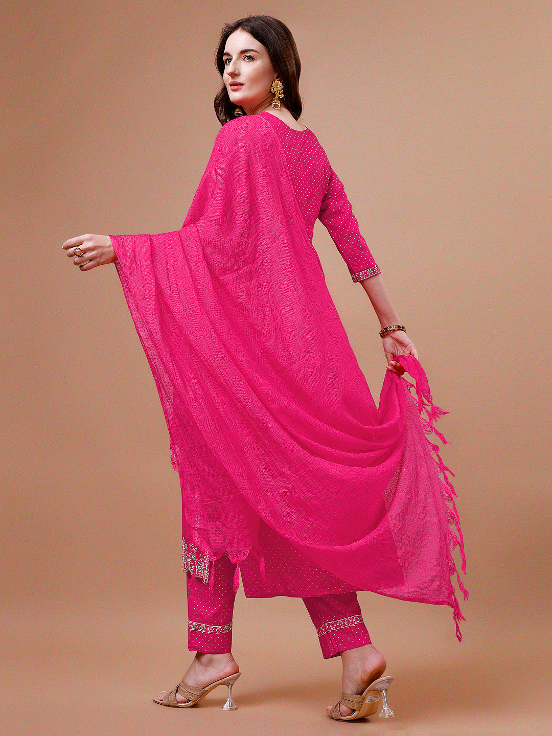 Nyra Cut Embroidered Rayon Kurta Set with Pant and Dupatta