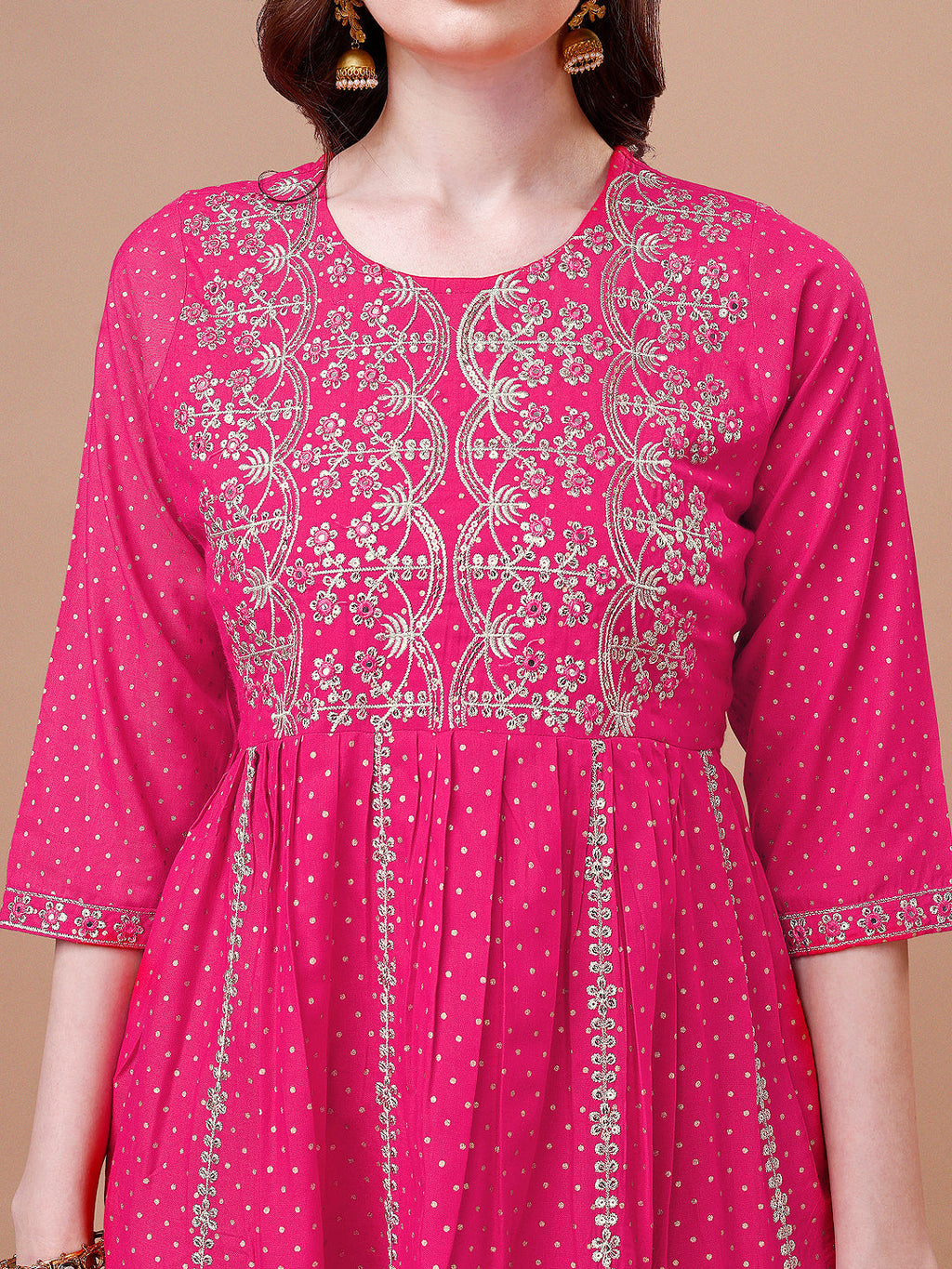 Nyra Cut Embroidered Rayon Kurta Set with Pant and Dupatta