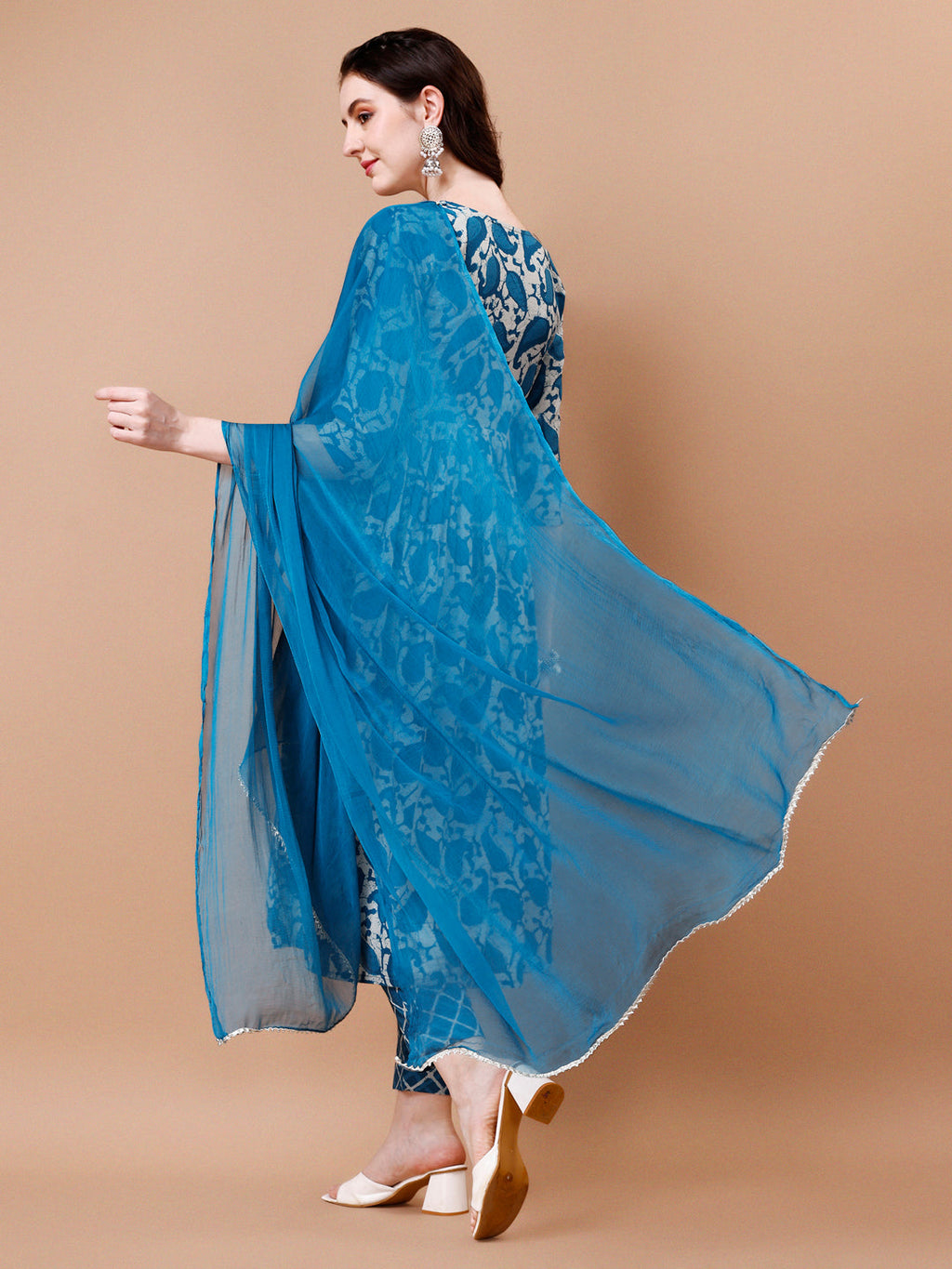 Embroidered Angrakha Anarkali Kurta Set with Pant and Dupatta